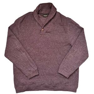 Tasso Elba Burgundy French Ribbed Marled Shawl Collar Pullover Sweater SZ 2XL
